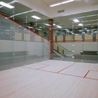 Racquetball, handball and squash court glass walls wood flooring courts