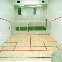Racquetball, handball and squash court glass walls
